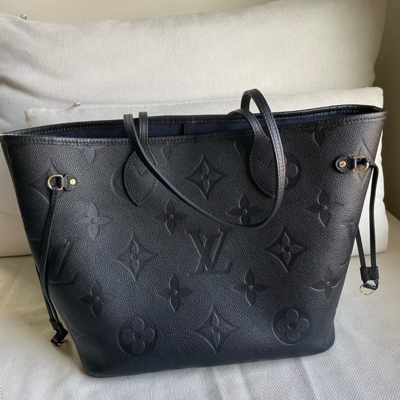 Louis Vuitton Neverfull Mm black monogram empreinte leather tote bag - Picture 4 of 5